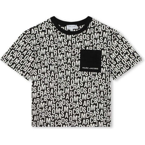 Marc Jacobs Boys Black & White Jumbled Logo T-Shirt