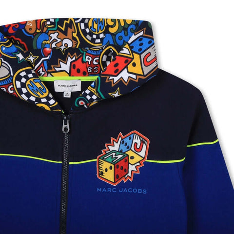 Marc Jacobs Boys Blue Cotton Patch Hooded Jacket Marc Jacobs Boys Blue Cotton Patch Hooded Jacket