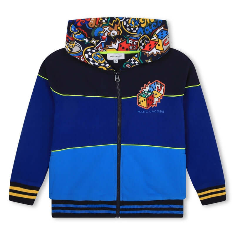 Marc Jacobs Boys Blue Cotton Patch Hooded Jacket Marc Jacobs Boys Blue Cotton Patch Hooded Jacket