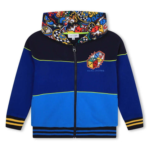 Marc Jacobs Boys Blue Cotton Patch Hooded Jacket Marc Jacobs Boys Blue Cotton Patch Hooded Jacket