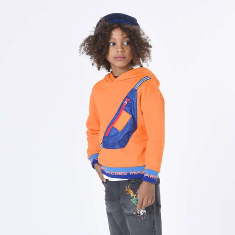 Marc Jacobs Boys Orange Cotton Hooded Sweatshirt Marc Jacobs Boys Orange Cotton Hooded Sweatshirt