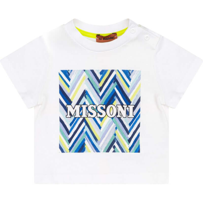 Missoni Kids Baby Boys Blue Graphic Cotton Logo T-Shirt Missoni Kids Baby Boys Blue Graphic Cotton Logo T-Shirt