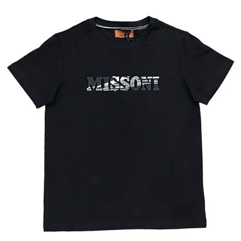 Missoni Kids Boys Black Distorted Logo T-Shirt Missoni Kids Boys Black Distorted Logo T-Shirt