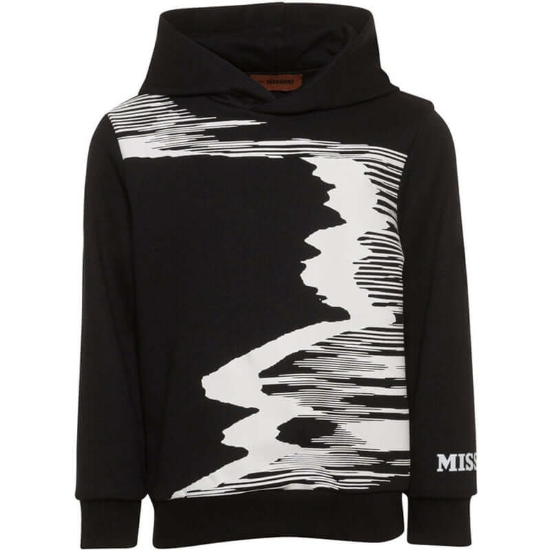 Missoni Kids Boys Black & White Hooded Sweatshirt Missoni Kids Boys Black & White Hooded Sweatshirt