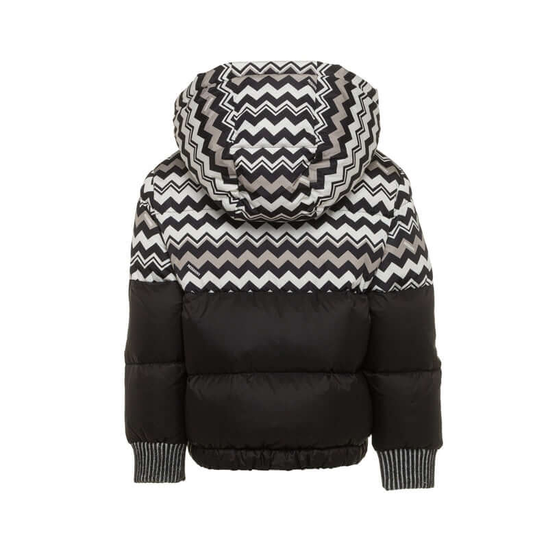 Missoni Kids Boys Black Zig Zag Puffer Coat Missoni Kids Boys Black Zig Zag Puffer Coat