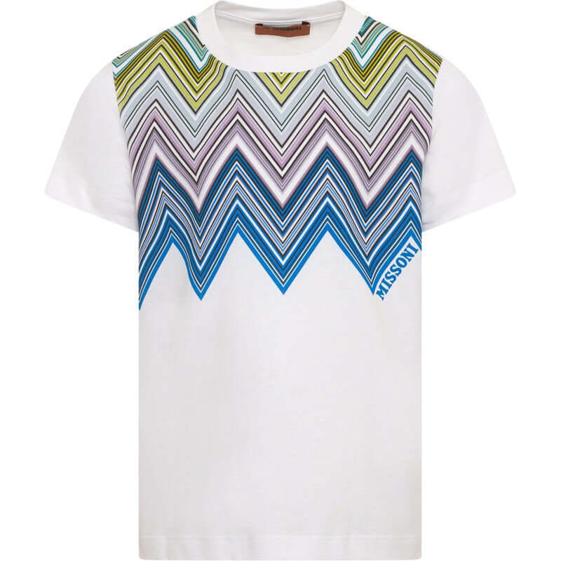 Missoni Kids Boys Blue & Green Zig Zag T-Shirt Missoni Kids Boys Blue & Green Zig Zag T-Shirt