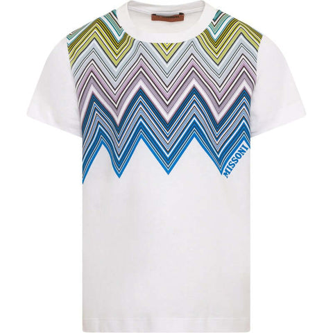 Missoni Kids Boys Blue & Green Zig Zag T-Shirt Missoni Kids Boys Blue & Green Zig Zag T-Shirt