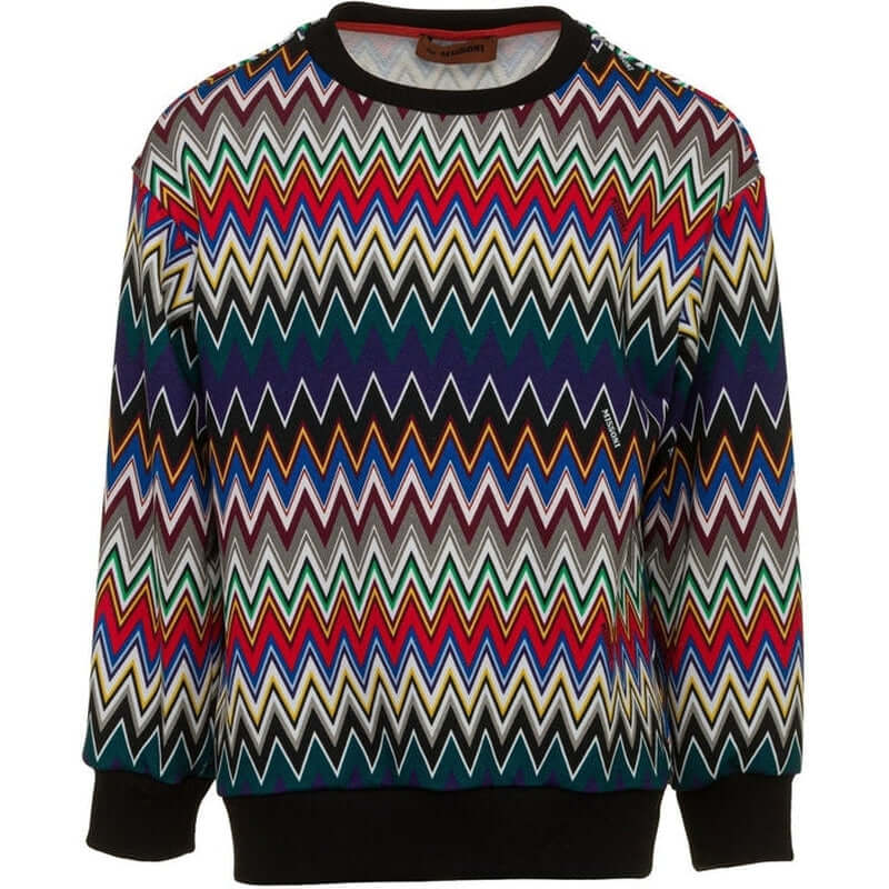 Missoni Kids Boys Cotton Multi Coloured Zig Zag Sweatshirt Missoni Kids Boys Cotton Multi Coloured Zig Zag Sweatshirt