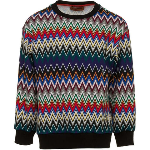 Missoni Kids Boys Cotton Multi Coloured Zig Zag Sweatshirt Missoni Kids Boys Cotton Multi Coloured Zig Zag Sweatshirt