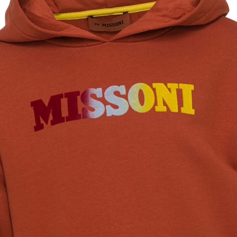 Missoni Kids Boys Cotton Rust Logo Pull Over Hoodie Missoni Kids Boys Cotton Rust Logo Pull Over Hoodie