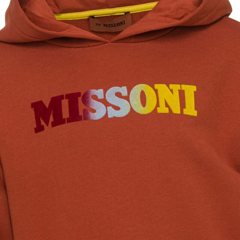 Missoni Kids Boys Cotton Rust Logo Pull Over Hoodie Missoni Kids Boys Cotton Rust Logo Pull Over Hoodie