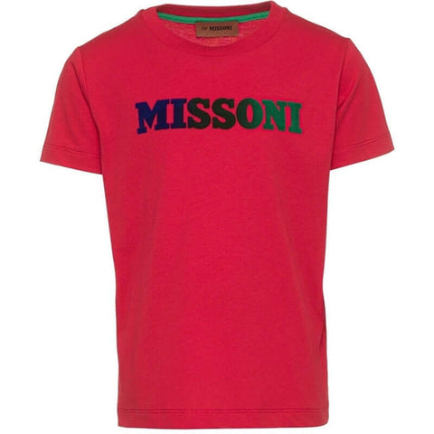 Missoni Kids Boys Red Cotton Logo T-Shirt Missoni Kids Boys Red Cotton Logo T-Shirt