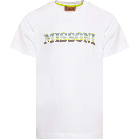 Missoni Kids Boys White Logo T-Shirt Missoni Kids Boys White Logo T-Shirt