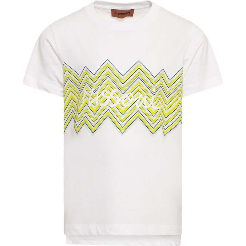 Missoni Kids Boys Yellow Zig Zag Logo T-Shirt Missoni Kids Boys Yellow Zig Zag Logo T-Shirt