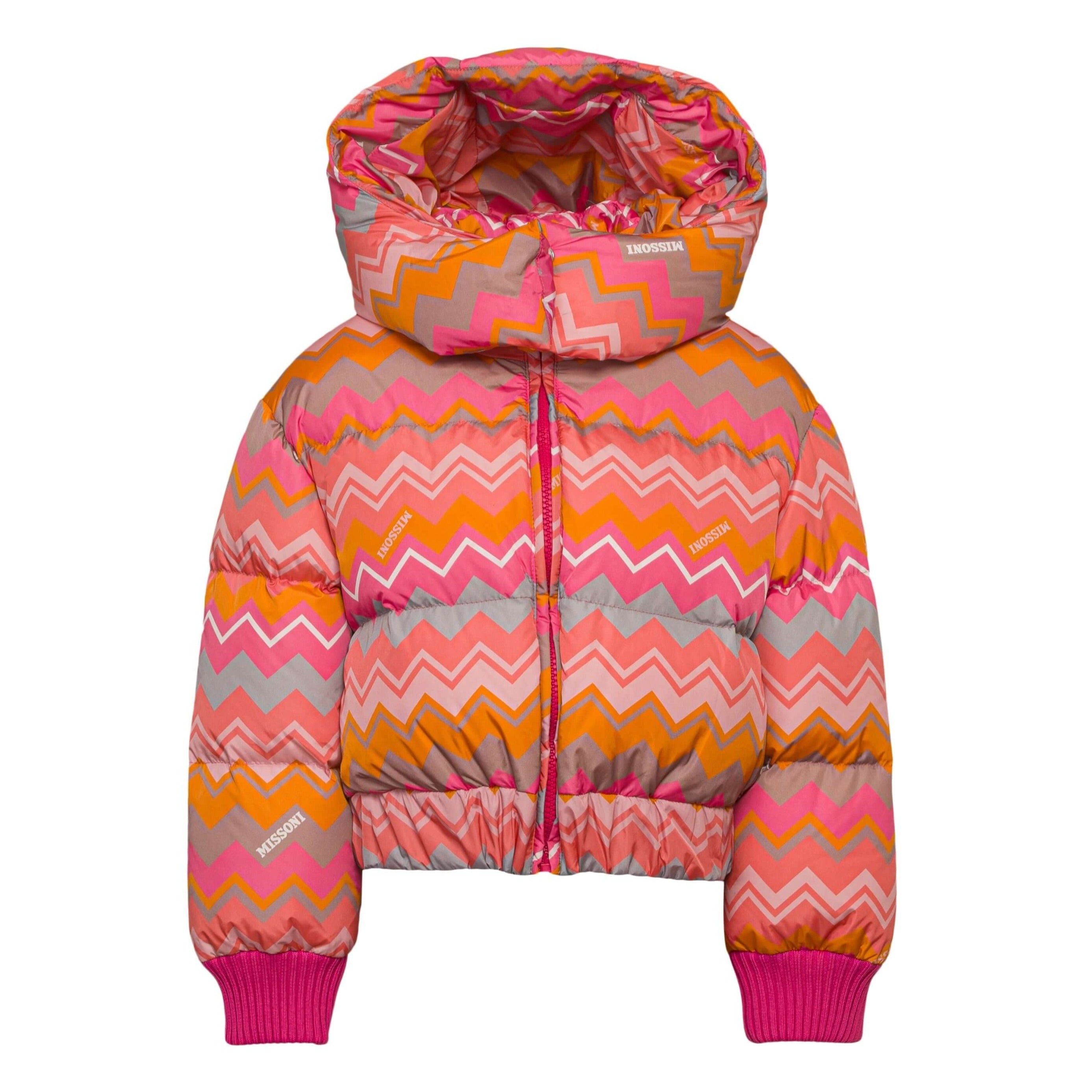 Missoni Kids Girls Pink Zig Zag Puffer Coat Missoni Kids Girls Pink Zig Zag Puffer Coat