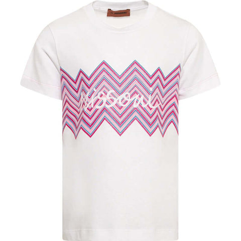 Missoni Kids Girls Cotton Pink Zig Zag T-Shirt Missoni Kids Girls Cotton Pink Zig Zag T-Shirt