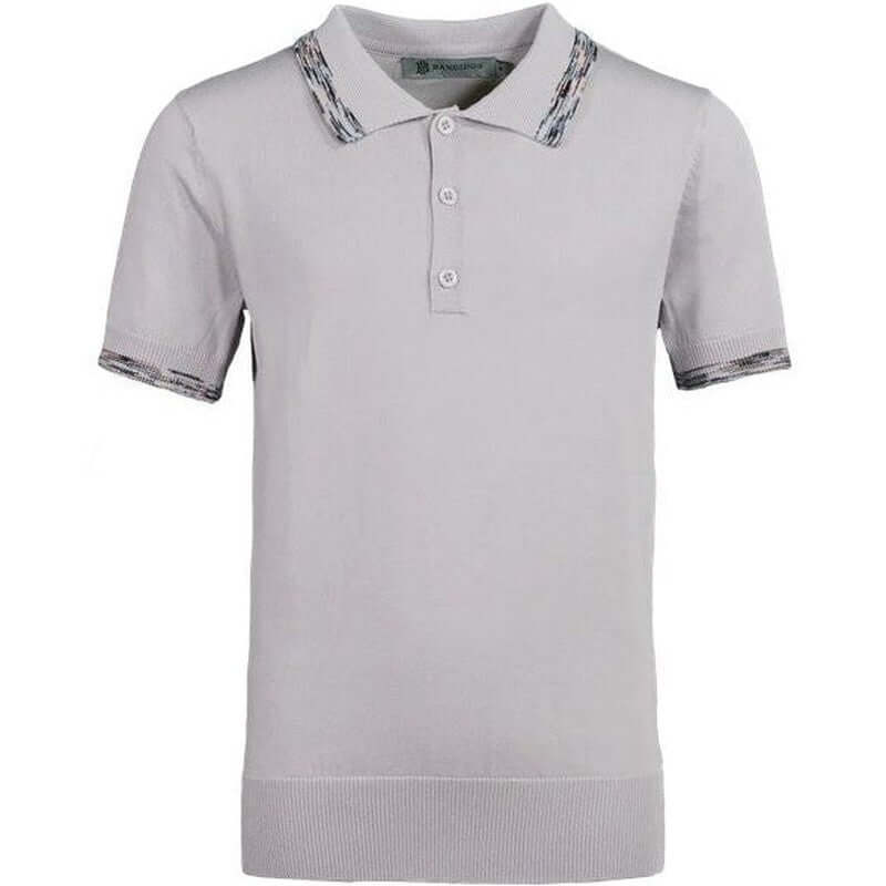 Moda Bandidos Boys Grey Space-Dye Trim Short Sleeve Polo Moda Bandidos Boys Grey Space-Dye Trim Short Sleeve Polo