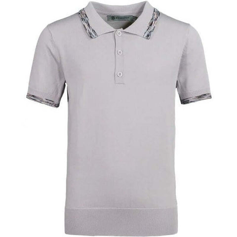 Moda Bandidos Boys Grey Space-Dye Trim Short Sleeve Polo Moda Bandidos Boys Grey Space-Dye Trim Short Sleeve Polo
