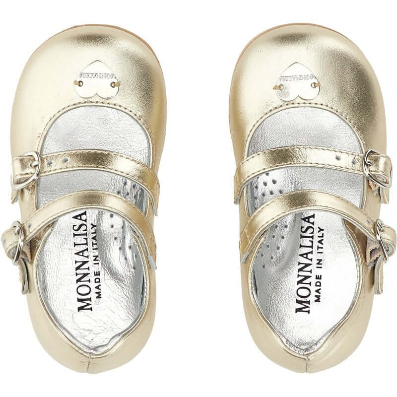 Monnalisa Baby Girls Gold Leather Shoe Monnalisa Baby Girls Gold Leather Shoe