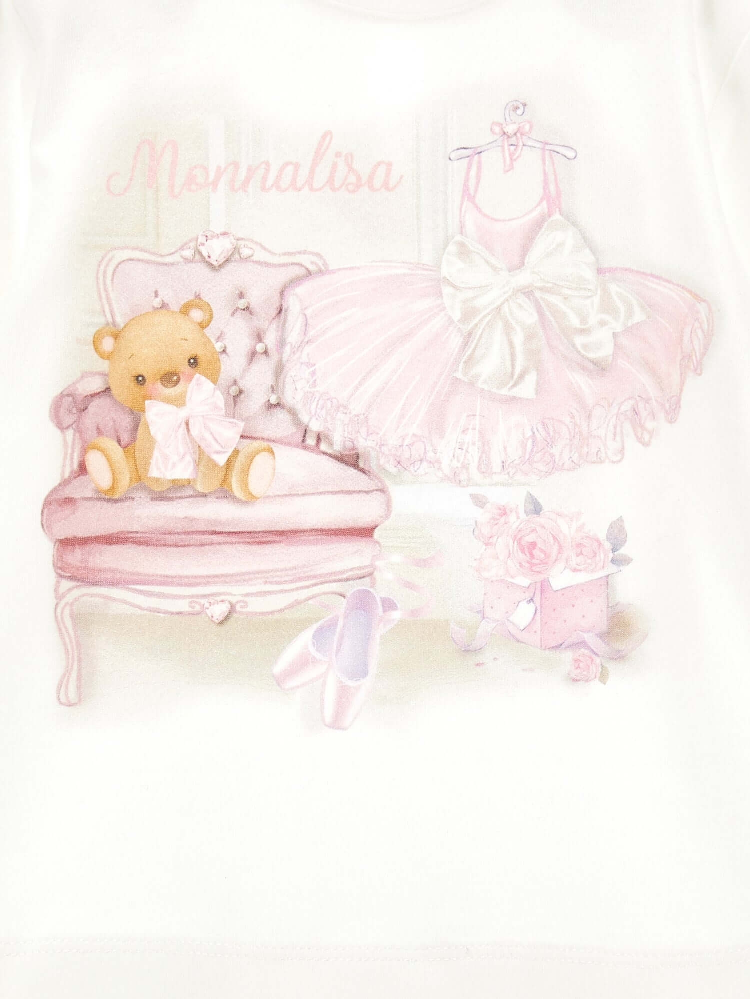 Monnalisa Baby Girls IvoryBallerina & Teddy T-Shirt Monnalisa Baby Girls IvoryBallerina & Teddy T-Shirt