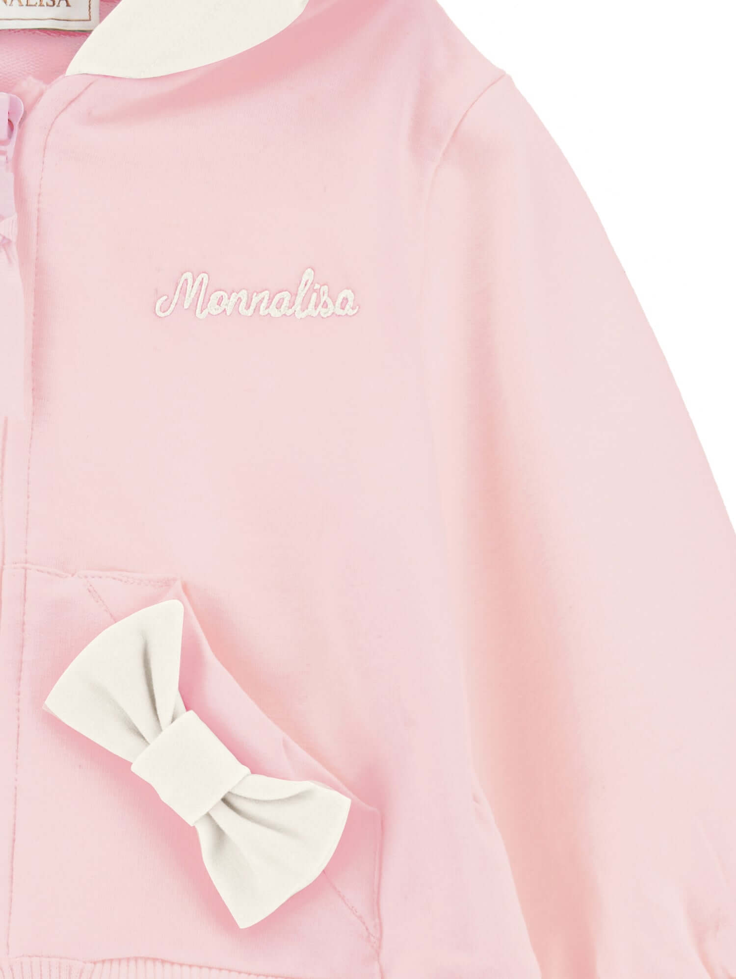 Monnalisa Baby Girls Pink Bow Zip Up Hoodie Monnalisa Baby Girls Pink Bow Zip Up Hoodie