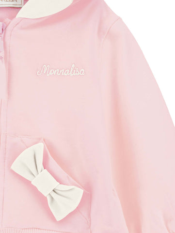 Monnalisa Baby Girls Pink Bow Zip Up Hoodie Monnalisa Baby Girls Pink Bow Zip Up Hoodie