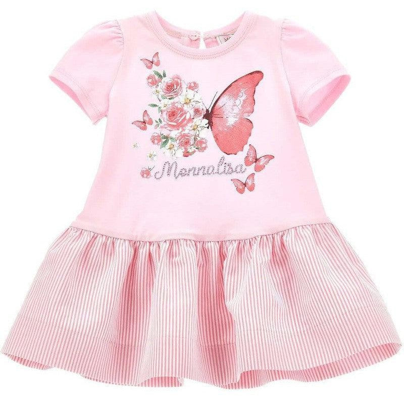 Monnalisa Baby Girls Pink Butterfly Dress Monnalisa Baby Girls Pink Butterfly Dress