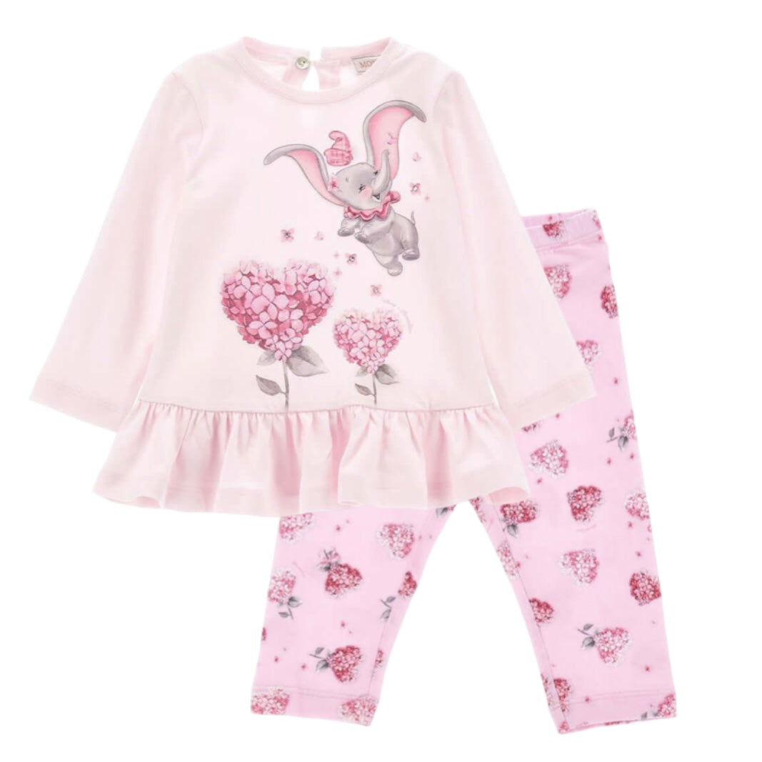 Monnalisa Baby Girls Pink Dumbo Legging Set Monnalisa Baby Girls Pink Dumbo Legging Set