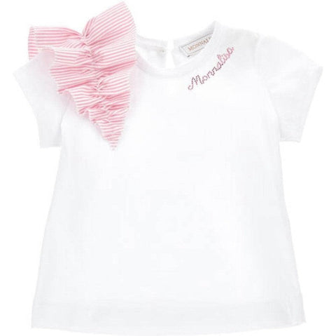 Monnalisa Baby Girls White Frill Top & Skirt Set Monnalisa Baby Girls White Frill Top & Skirt Set