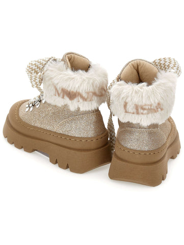 Monnalisa Girls Beige Chunky Boots Monnalisa Girls Beige Chunky Boots