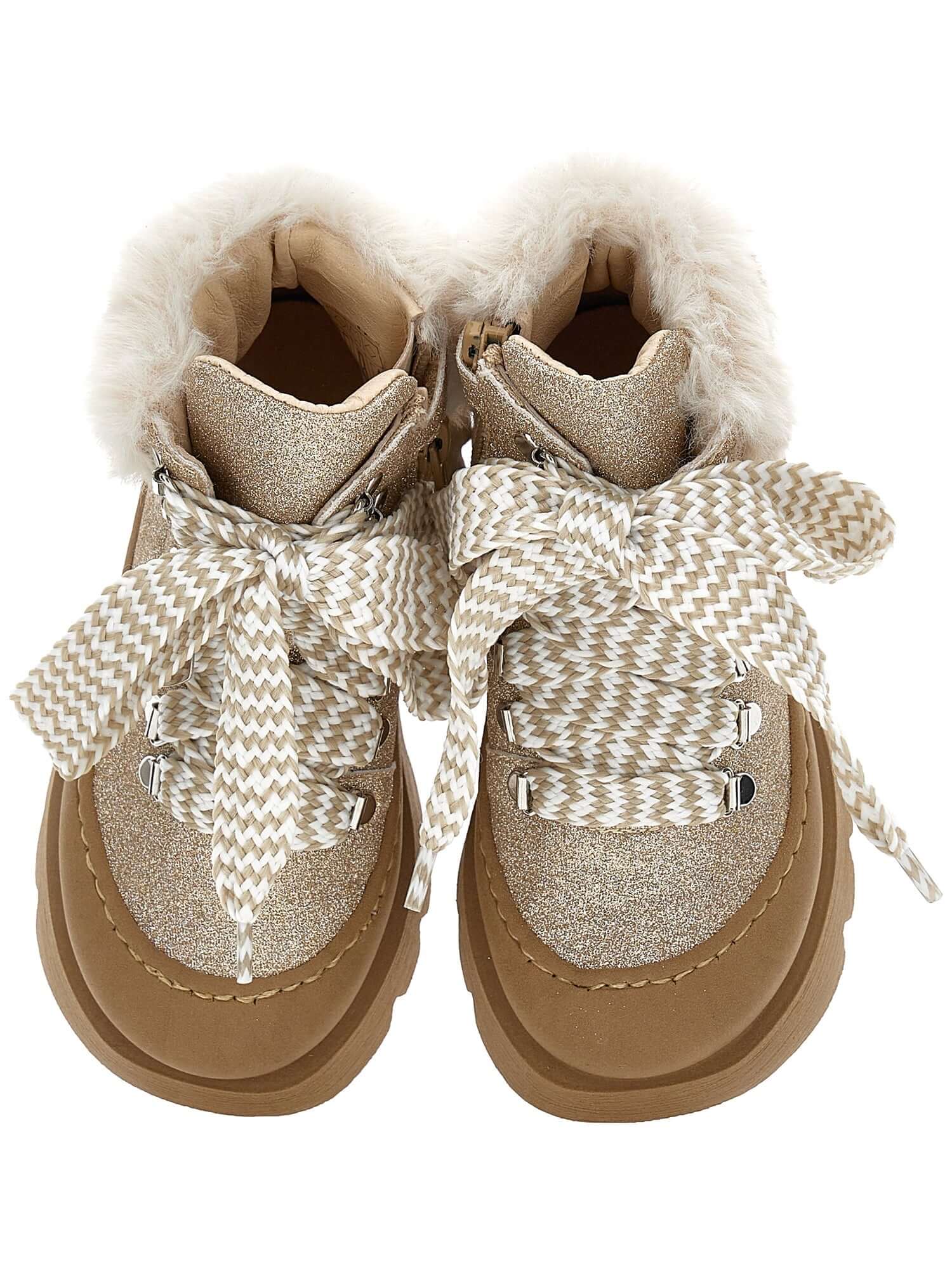 Monnalisa Girls Beige Chunky Boots Monnalisa Girls Beige Chunky Boots