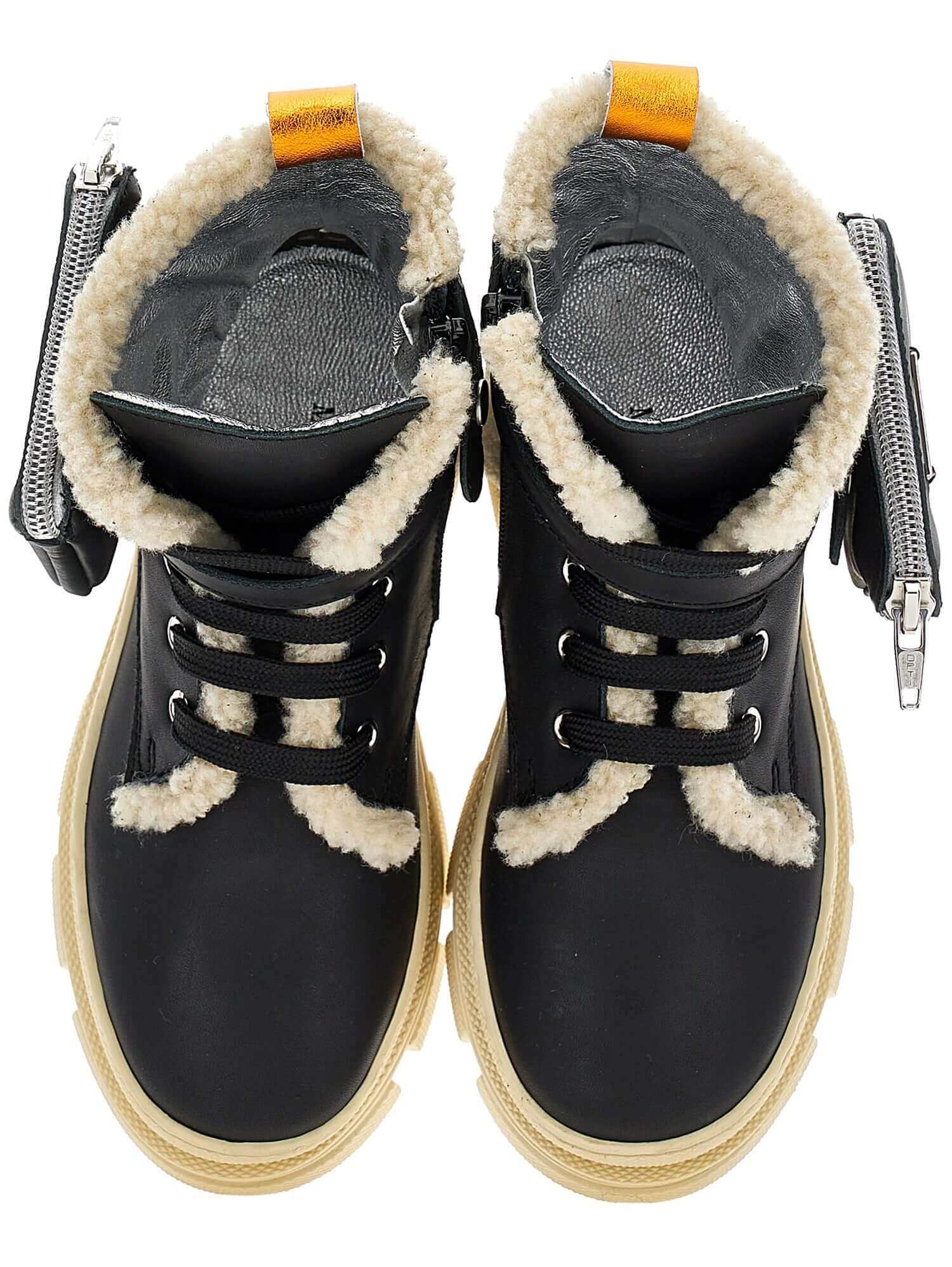 Monnalisa Girls Black Pocket Detail Boots Monnalisa Girls Black Pocket Detail Boots
