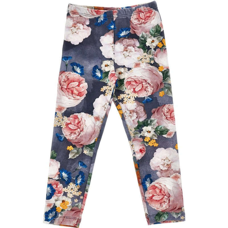 Monnalisa Girls Blue Floral Legging Set Monnalisa Girls Blue Floral Legging Set