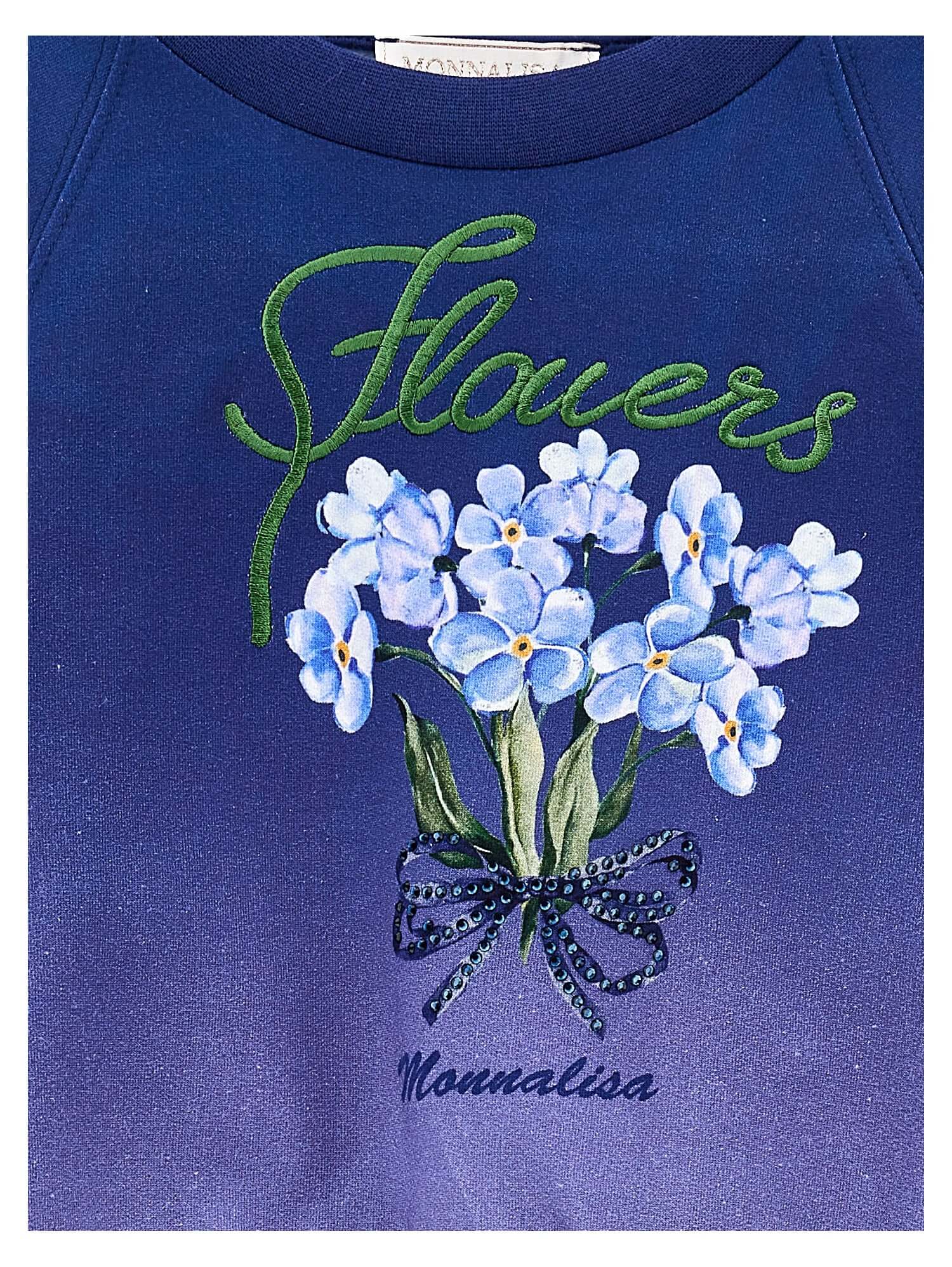 Monnalisa Girls Blue Floral Sweater Monnalisa Girls Blue Floral Sweater