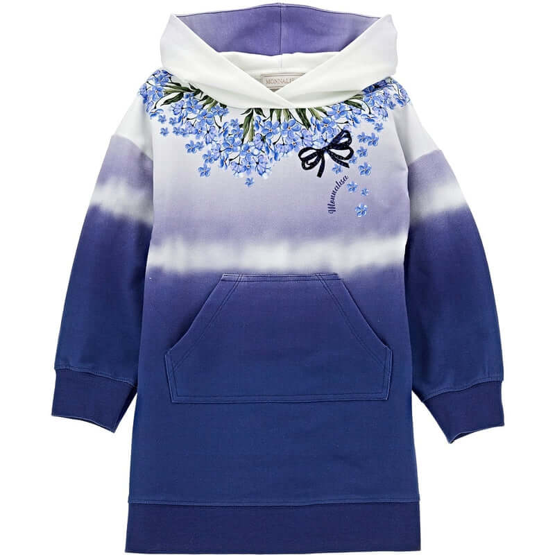 Monnalisa Girls Blue Flower Dress Monnalisa Girls Blue Flower Dress