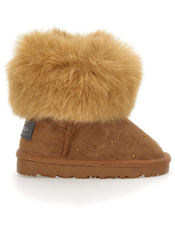 Monnalisa Girls Brown Faux Fur Boots Monnalisa Girls Brown Faux Fur Boots
