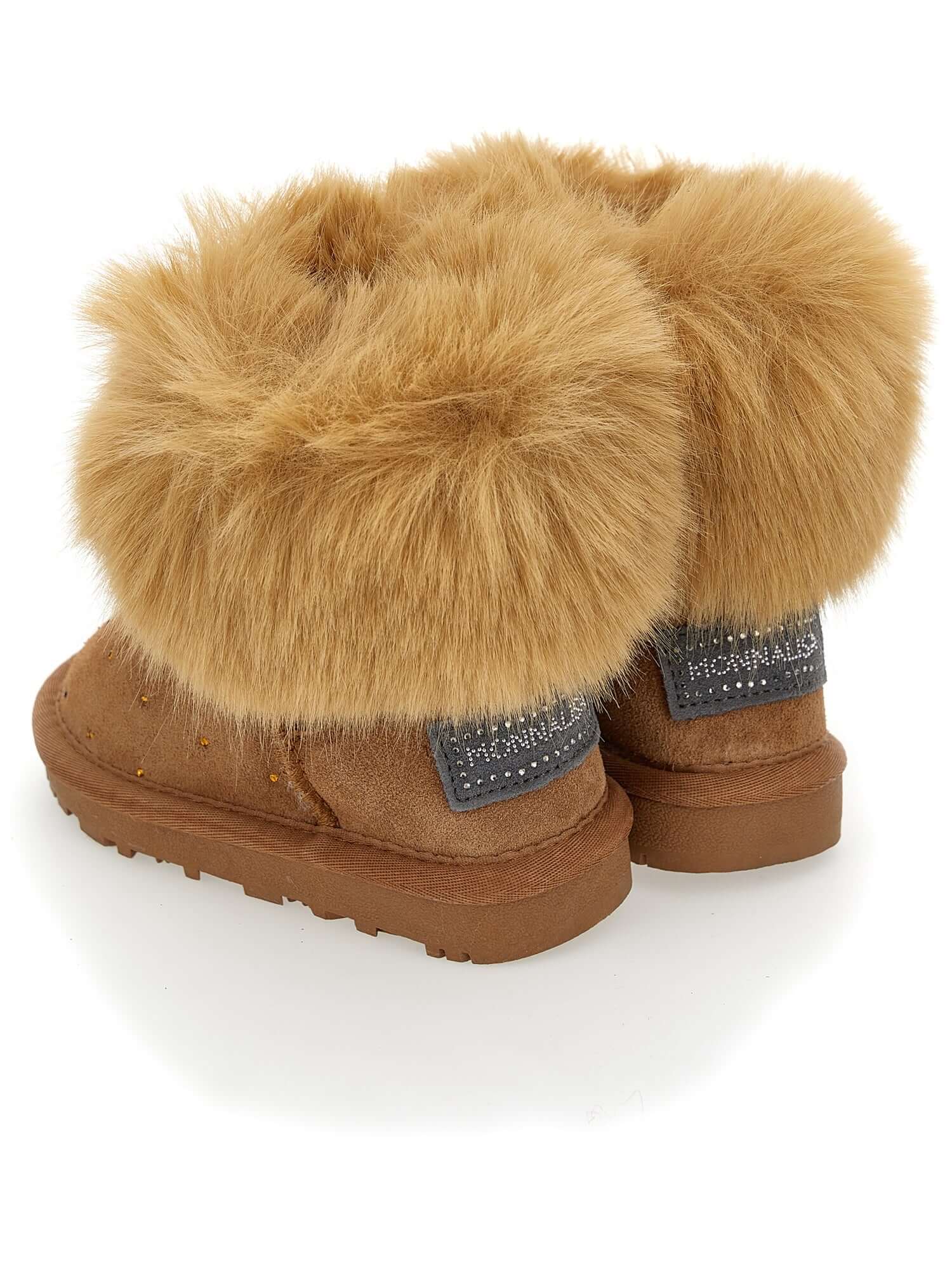 Monnalisa Girls Brown Faux Fur Boots Monnalisa Girls Brown Faux Fur Boots