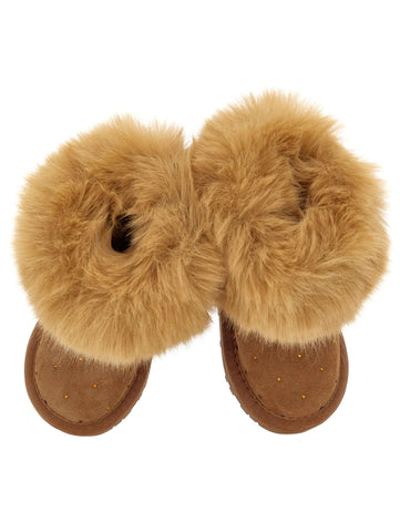 Monnalisa Girls Brown Faux Fur Boots Monnalisa Girls Brown Faux Fur Boots
