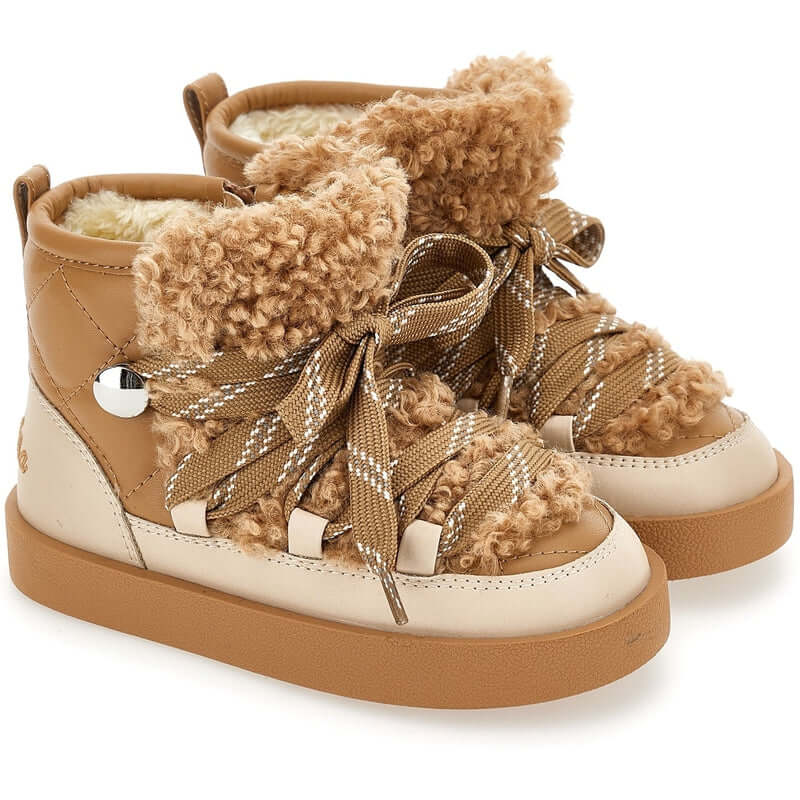 Monnalisa Girls Brown Teddy Boots Monnalisa Girls Brown Teddy Boots