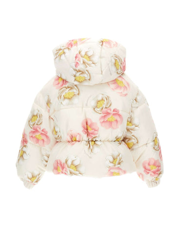 Monnalisa Girls Cream Rose Puffer Coat Monnalisa Girls Cream Rose Puffer Coat