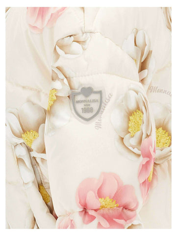Monnalisa Girls Cream Rose Puffer Coat Monnalisa Girls Cream Rose Puffer Coat