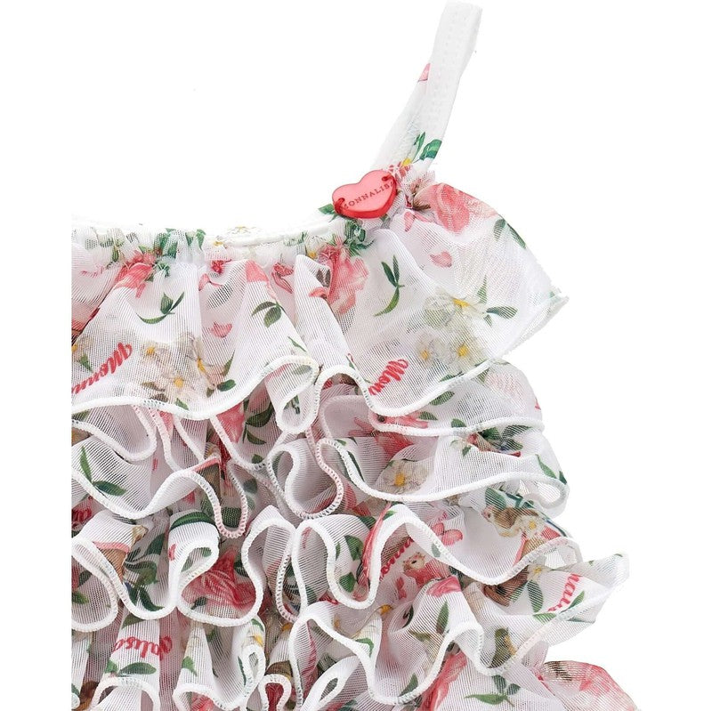 Monnalisa Girls Floral Ruffled Swimsuit Monnalisa Girls Floral Ruffled Swimsuit