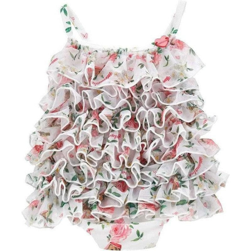 Monnalisa Girls Floral Ruffled Swimsuit Monnalisa Girls Floral Ruffled Swimsuit