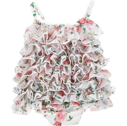Monnalisa Girls Floral Ruffled Swimsuit Monnalisa Girls Floral Ruffled Swimsuit