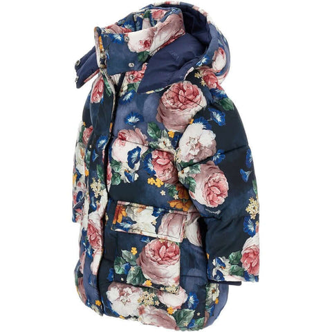 Monnalisa Girls Navy Rose Coat Monnalisa Girls Navy Rose Coat