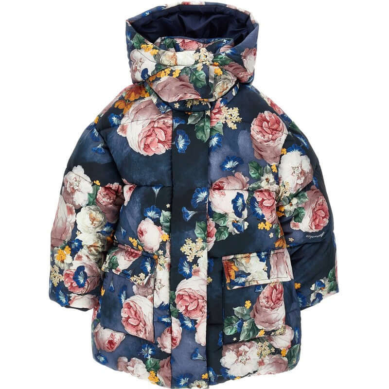 Monnalisa Girls Navy Rose Coat Monnalisa Girls Navy Rose Coat