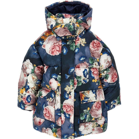 Monnalisa Girls Navy Rose Coat Monnalisa Girls Navy Rose Coat