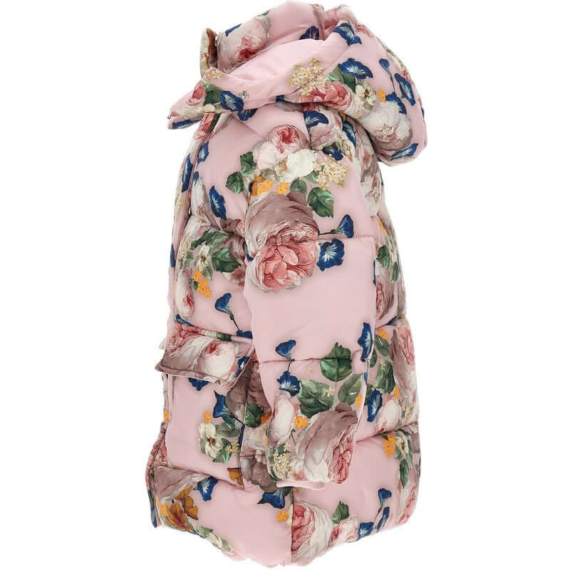 Monnalisa Girls Pink Floral Coat Monnalisa Girls Pink Floral Coat