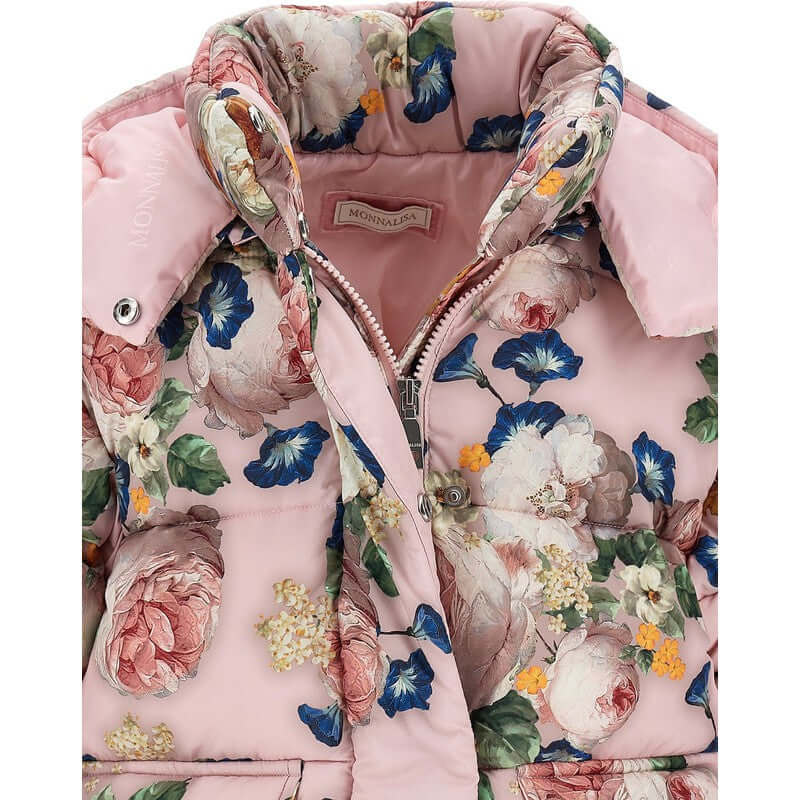 Monnalisa Girls Pink Floral Coat Monnalisa Girls Pink Floral Coat