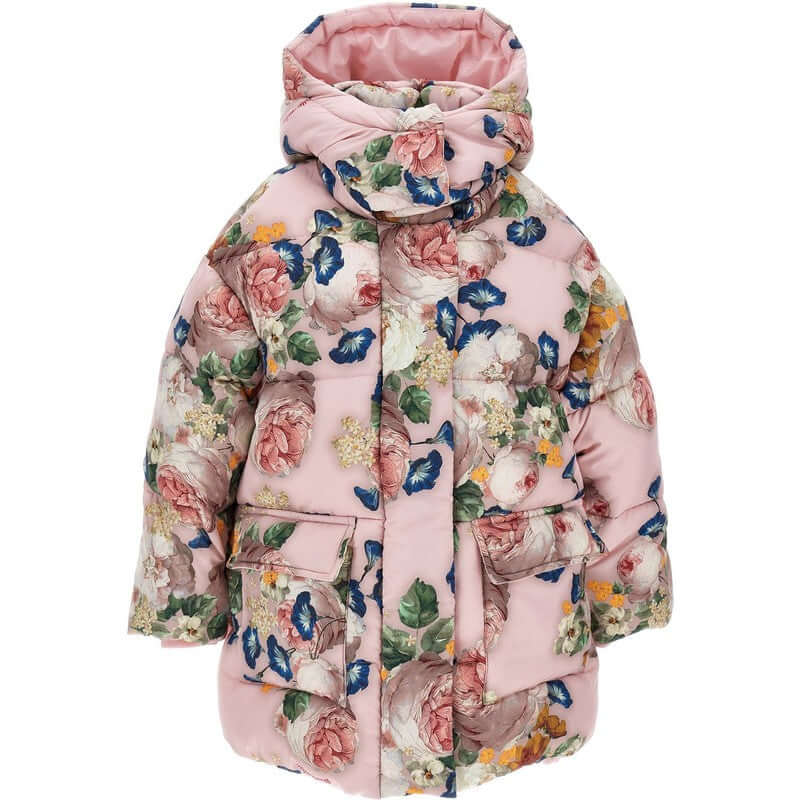 Monnalisa Girls Pink Floral Coat Monnalisa Girls Pink Floral Coat